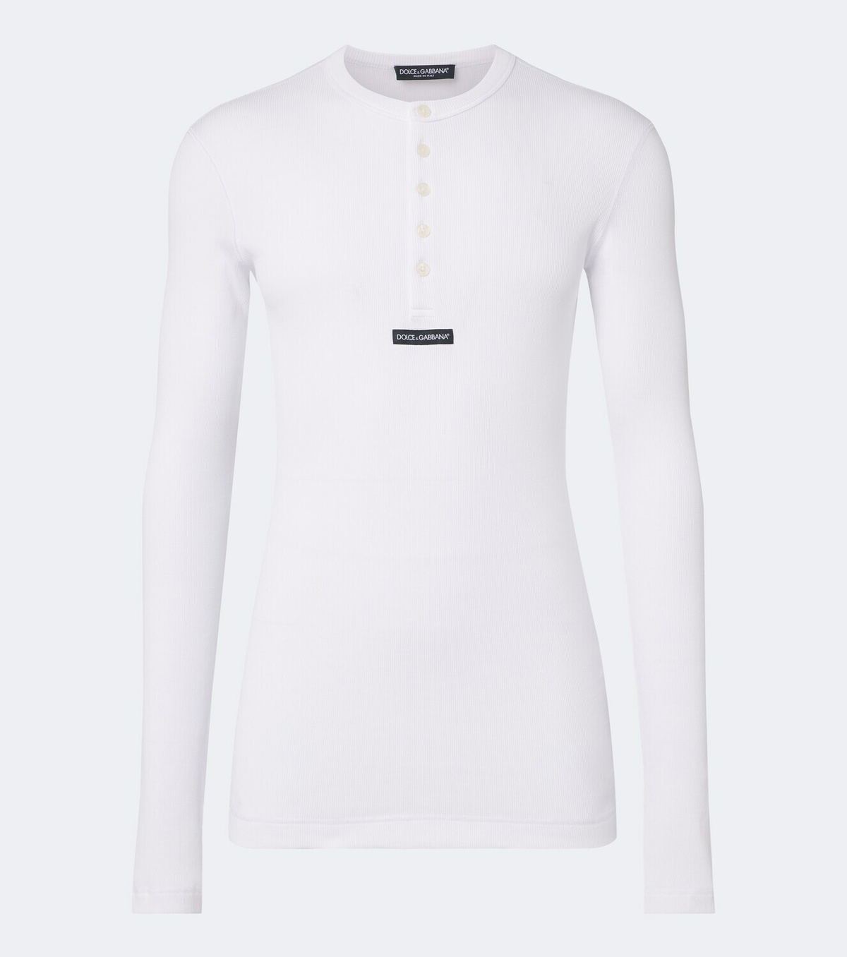 Dolce&Gabbana Logo ribbed-knit cotton Henley shirt