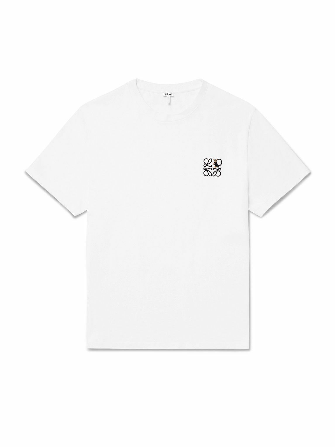 Loewe - Logo-Embroidered Cotton-Jersey T-Shirt - White Loewe