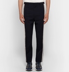 Lanvin - Slim-Fit Stripe-Trimmed Cotton-Twill Trousers - Men - Midnight blue