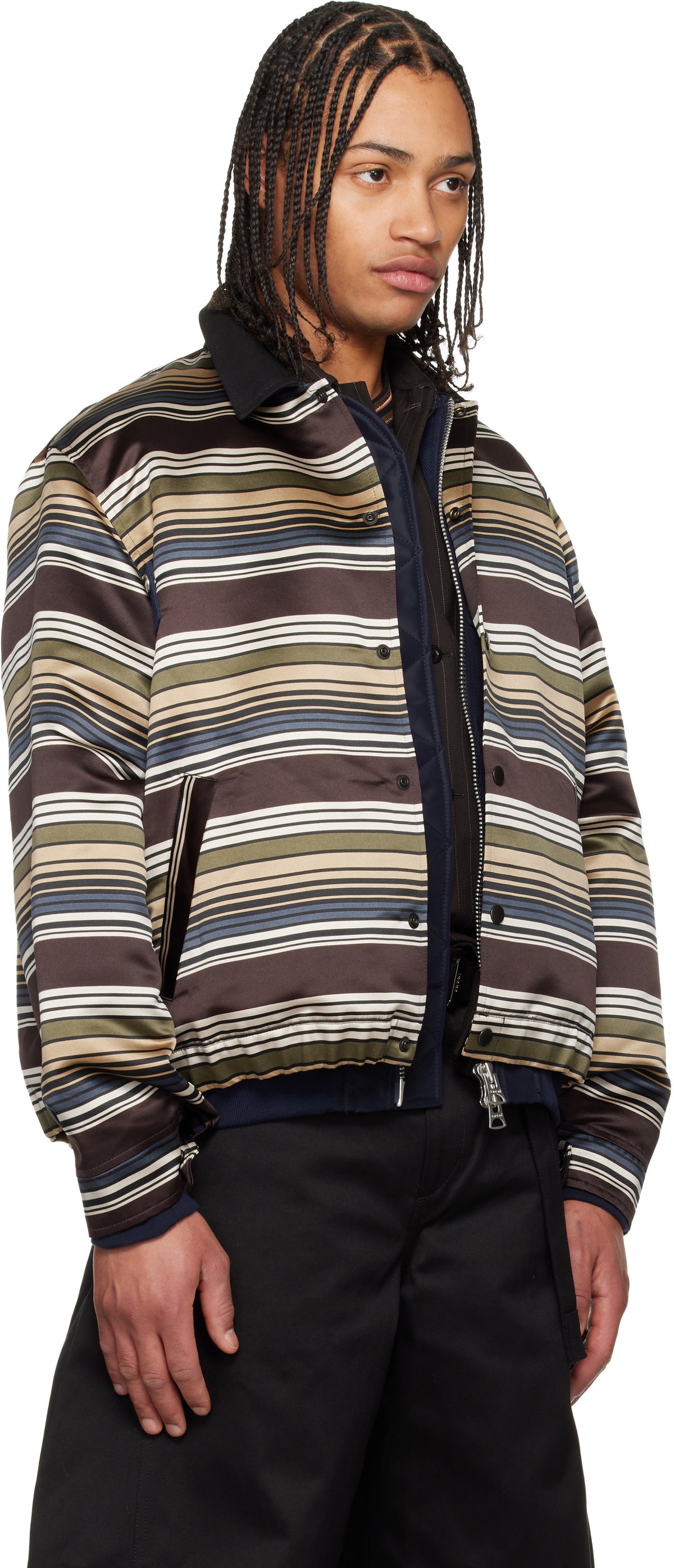 sacai Multicolor Horizontal Stripe Blouson Bomber Jacket