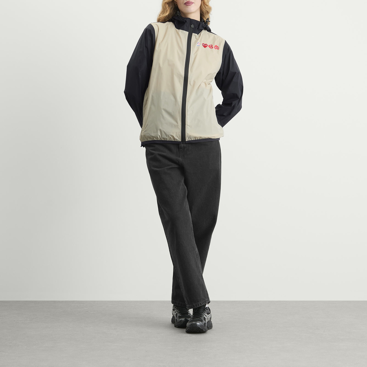 Comme des Garçons Play K-way Unisex Jacket in Beige/Black