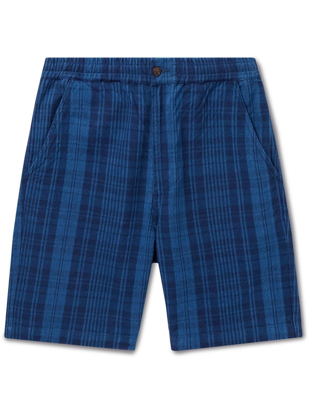 Photo: Universal Works - Straight-Leg Checked Cotton Shorts - Blue