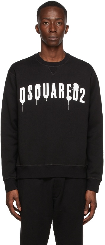 Photo: Dsquared2 Black Logo Spray Sweatshirt
