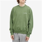 Sporty & Rich Men's Serif Logo Embroidered Crew Sweat in Moss