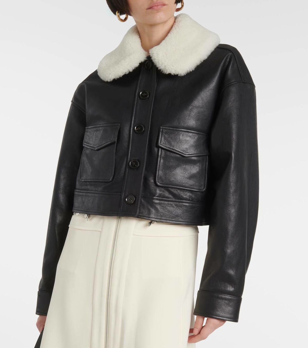 Proenza Schouler Judd shearling trimmed leather jacket Proenza