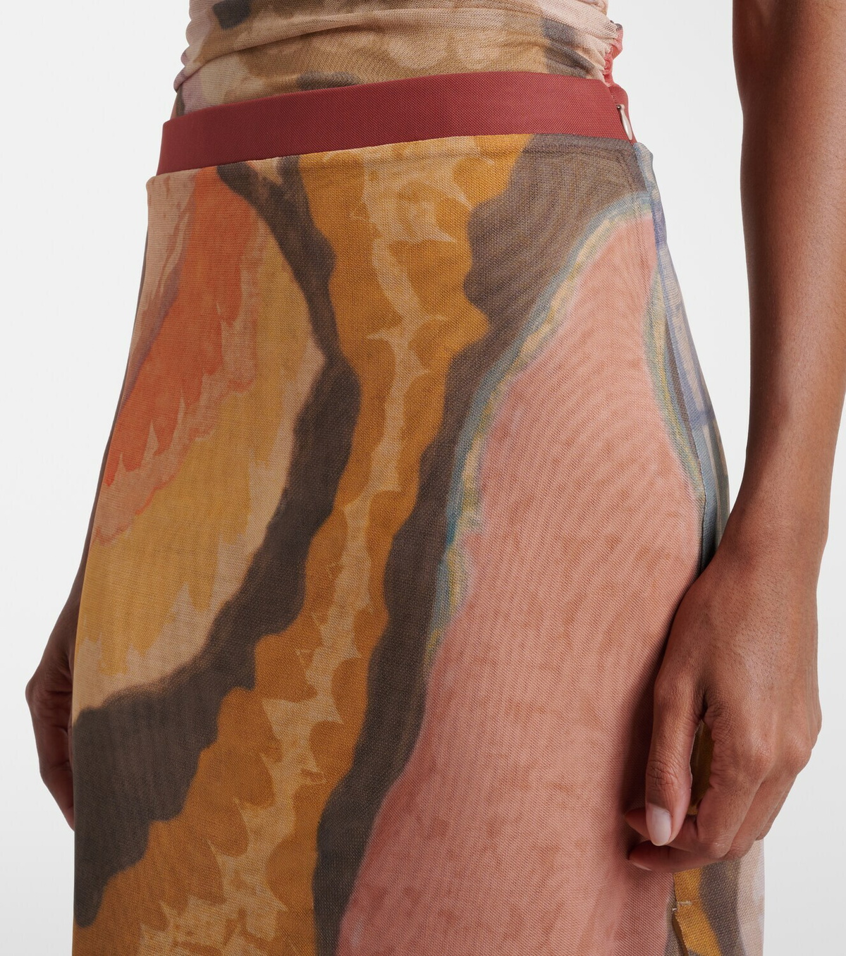 SIR Printed mesh maxi skirt