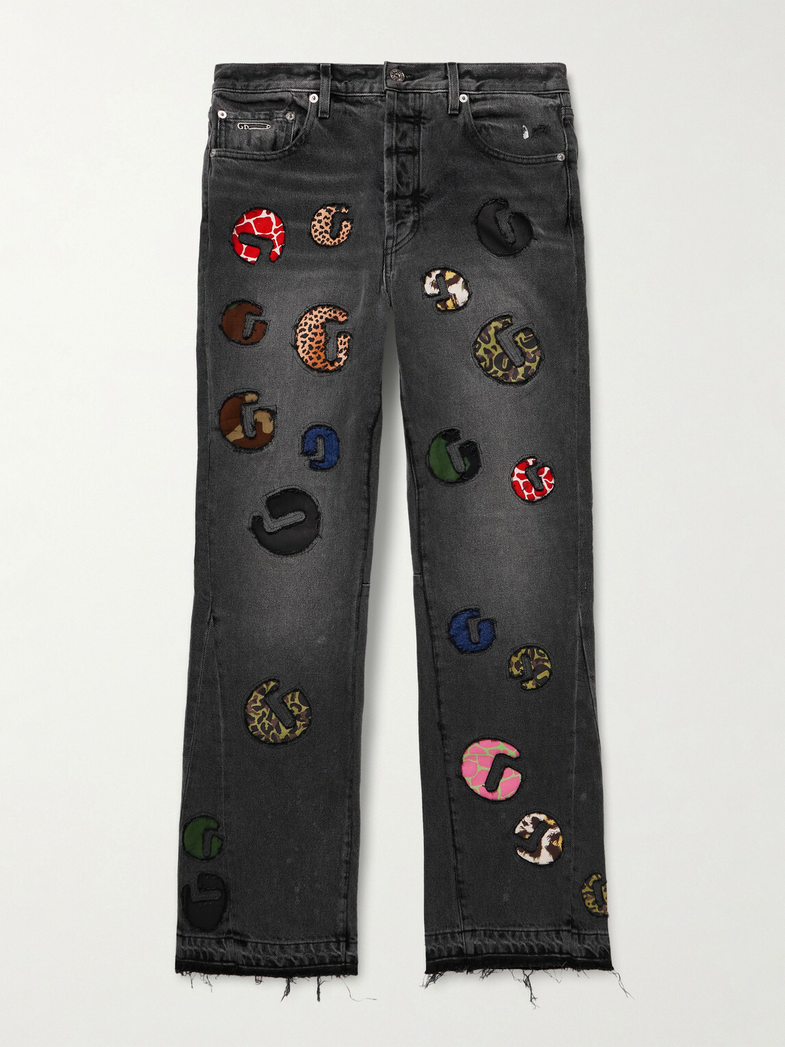 Gallery Dept. - G-Time Flared Distressed Logo-Appliquéd Jeans - Black