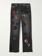 Gallery Dept. - G-Time Flared Distressed Logo-Appliquéd Jeans - Black