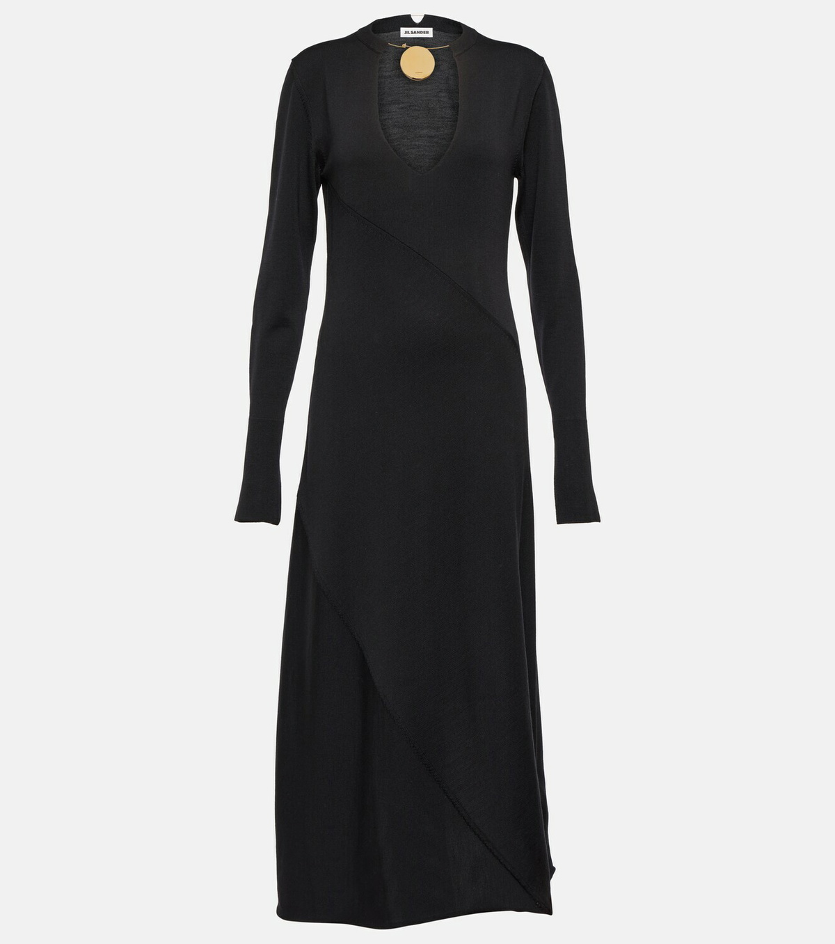 Jil Sander - V-neck virgin wool midi dress Jil Sander