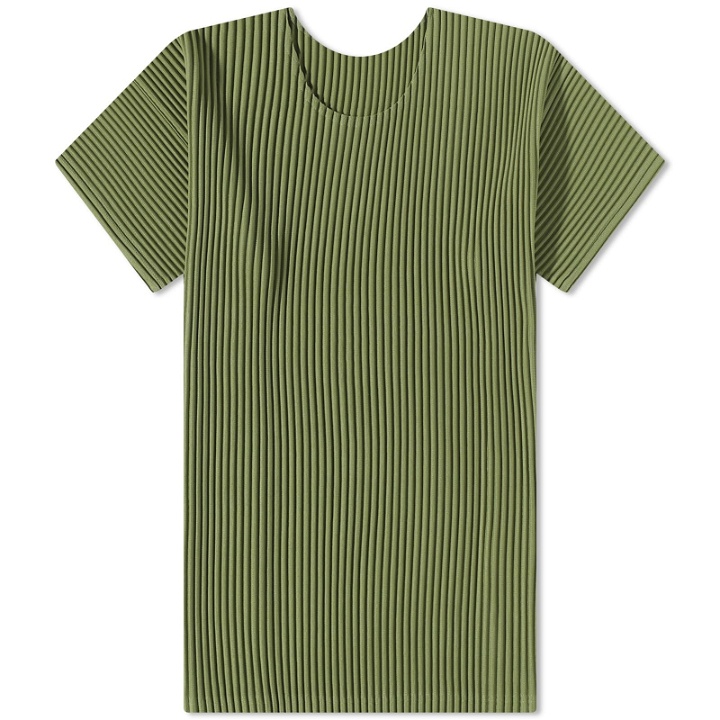 Photo: Homme Plissé Issey Miyake Men's Pleated T-Shirt in Olive Green