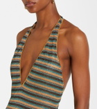 Oséree Lumière striped halterneck maxi dress