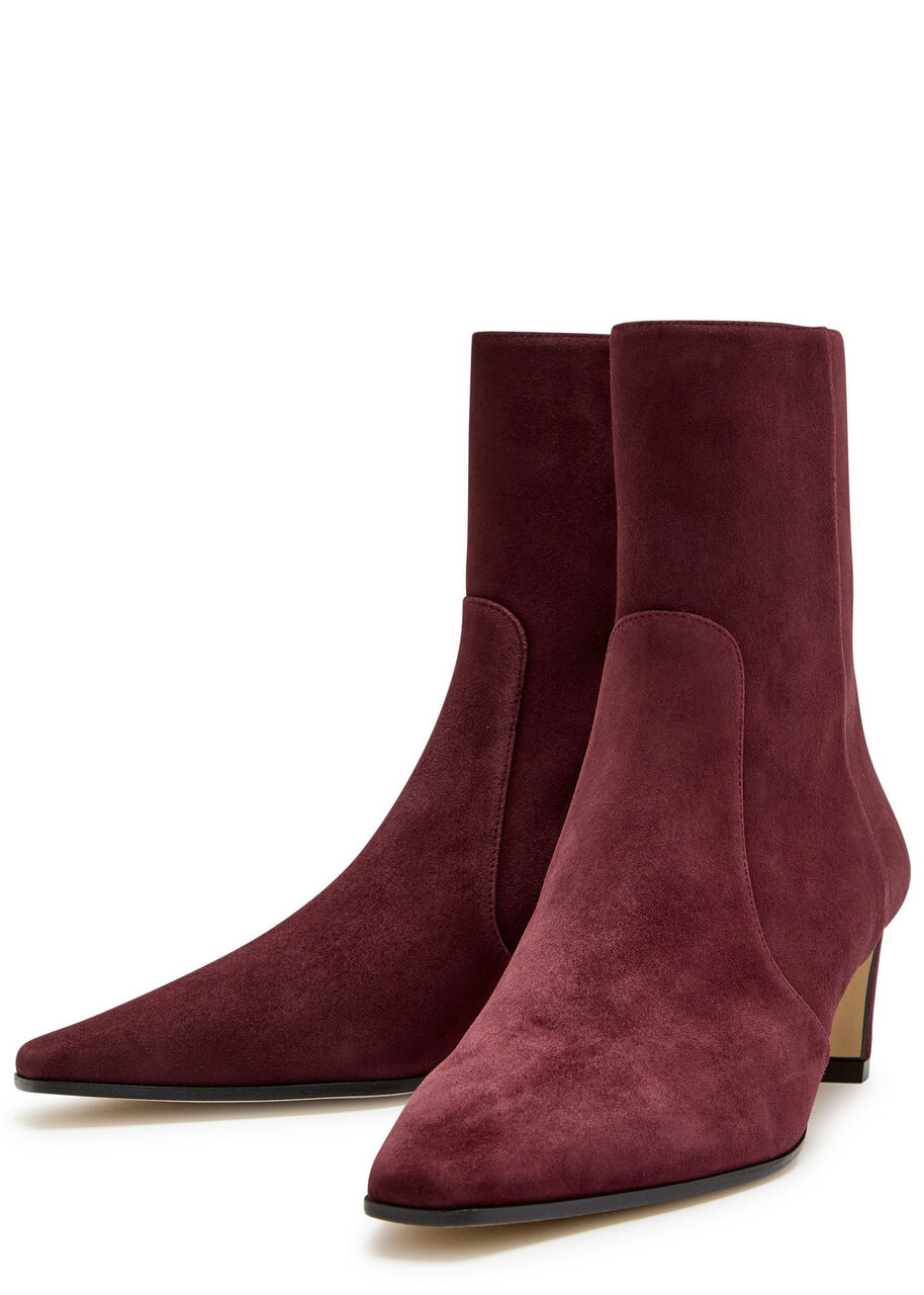 Stuart Weitzman Stassi 50 Suede Ankle Boots Burgundy