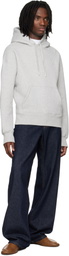 AMI Paris Grey Cotton Embossed Ami De Coeur Hoodie
