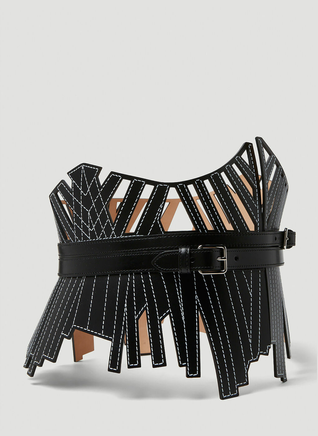 【送料&関税込】Alexander McQueen Corset Belt 75/30 NEW $1,190 ALEXANDER MCQUEEN Black Leather CUT OUT