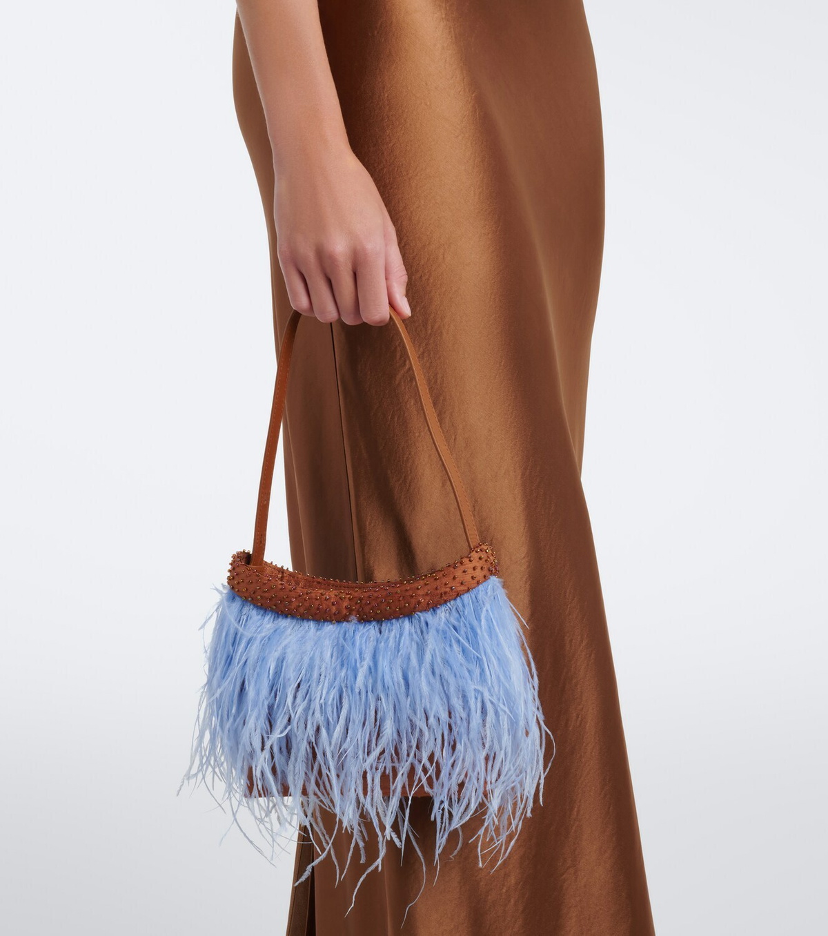 Staud Winslow feather-trimmed shoulder bag