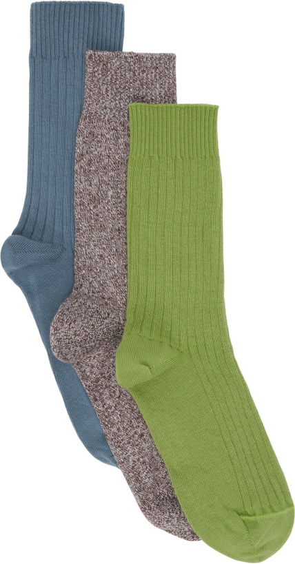 Photo: Baserange Three-Pack Multicolor Rib Overankle Socks