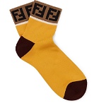 Fendi - Logo-Intarsia Stretch Cotton-Blend Socks - Men - Saffron