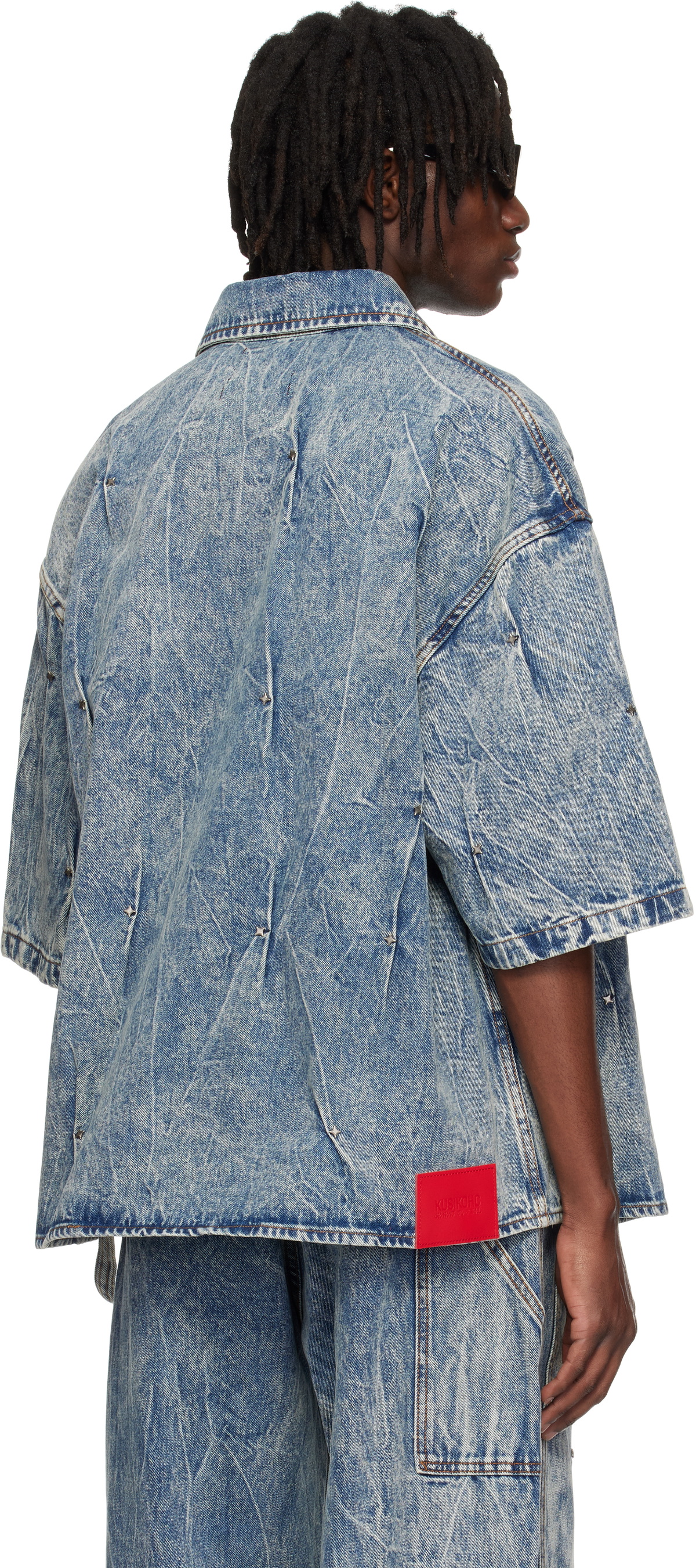KUSIKOHC Blue Multi Rivet Denim Shirt