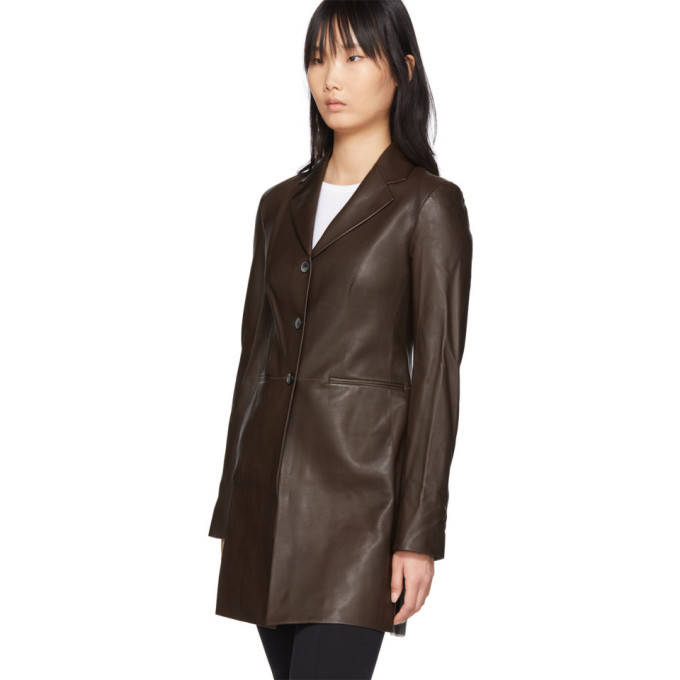 The Row Brown Leather Nedifa Coat The Row