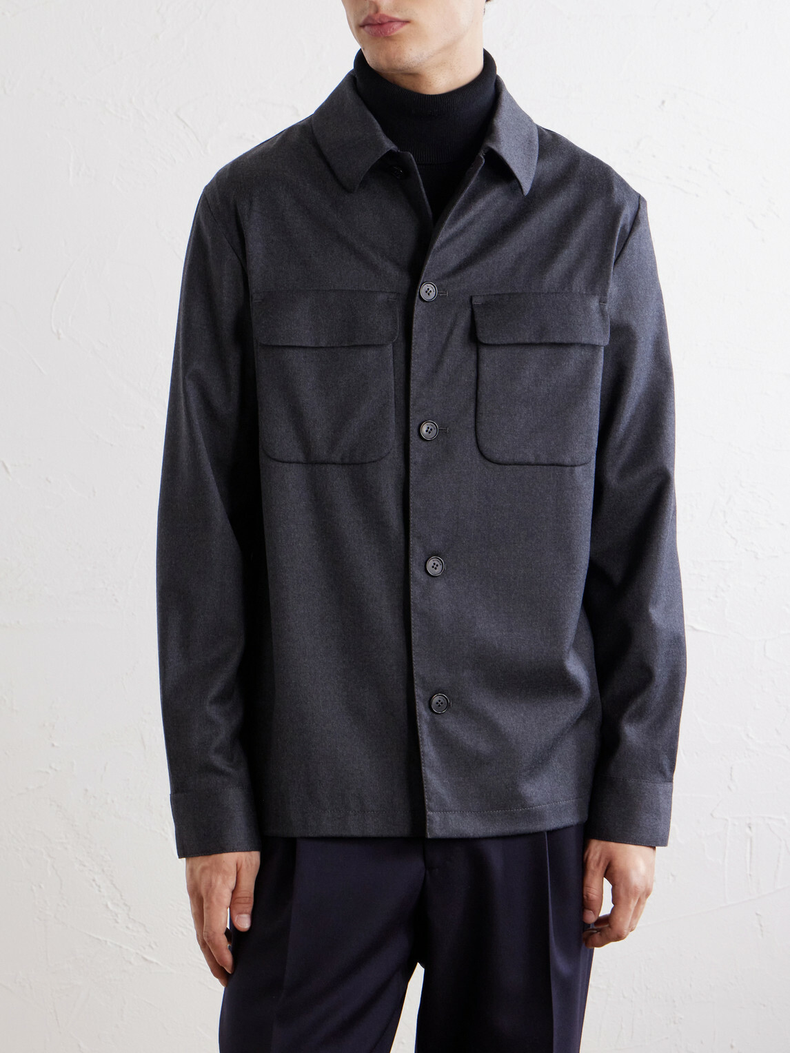 Slowear - Stretch-Wool Flannel Overshirt - Blue