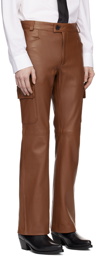 Ernest W. Baker Brown Flared Leather Cargo Pants