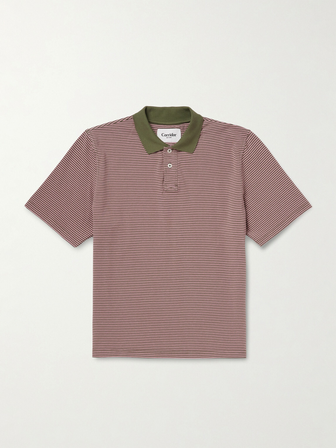 Corridor - Striped Cotton-Piqué Polo Shirt - Pink