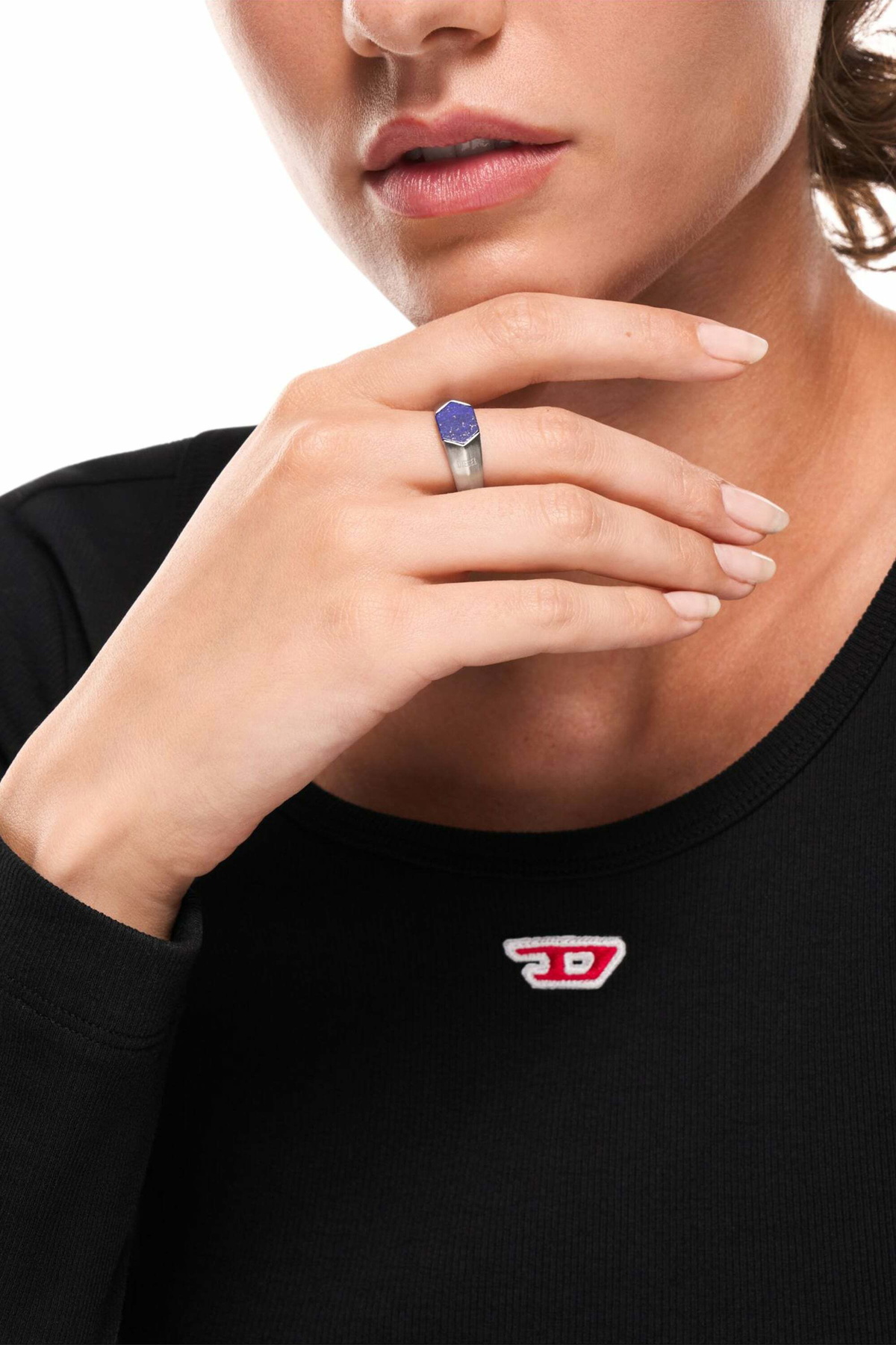 Diesel Lapis Signet Ring - Rings - Unisex - Silver