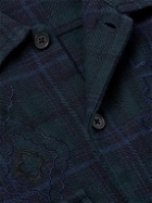 Universal Works - Embroiderd Checked Cotton Overshirt - Blue