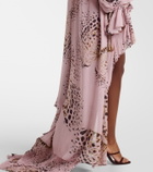 Blumarine Printed asymmetric georgette blouse