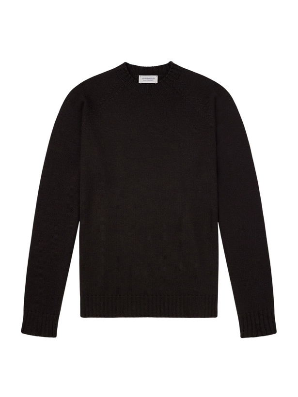 Photo: John Smedley - Denver Extrafine Merino Wool Sweater - Brown