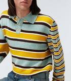 The Elder Statesman - Striped cashmere fleece polo sweater