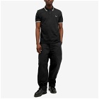 Fred Perry Men's Twin Tipped Polo Shirt in Black/Snow/Warm Grey