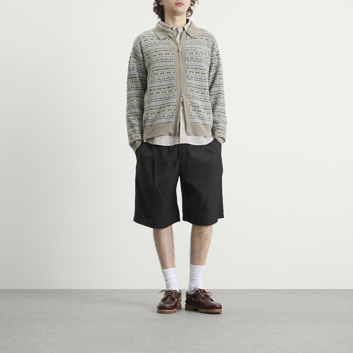 TTT MSW Zip Knit Cardigan in Greige