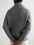Anderson & Sheppard - Shawl-Collar Ribbed Cashmere Sweater - Gray