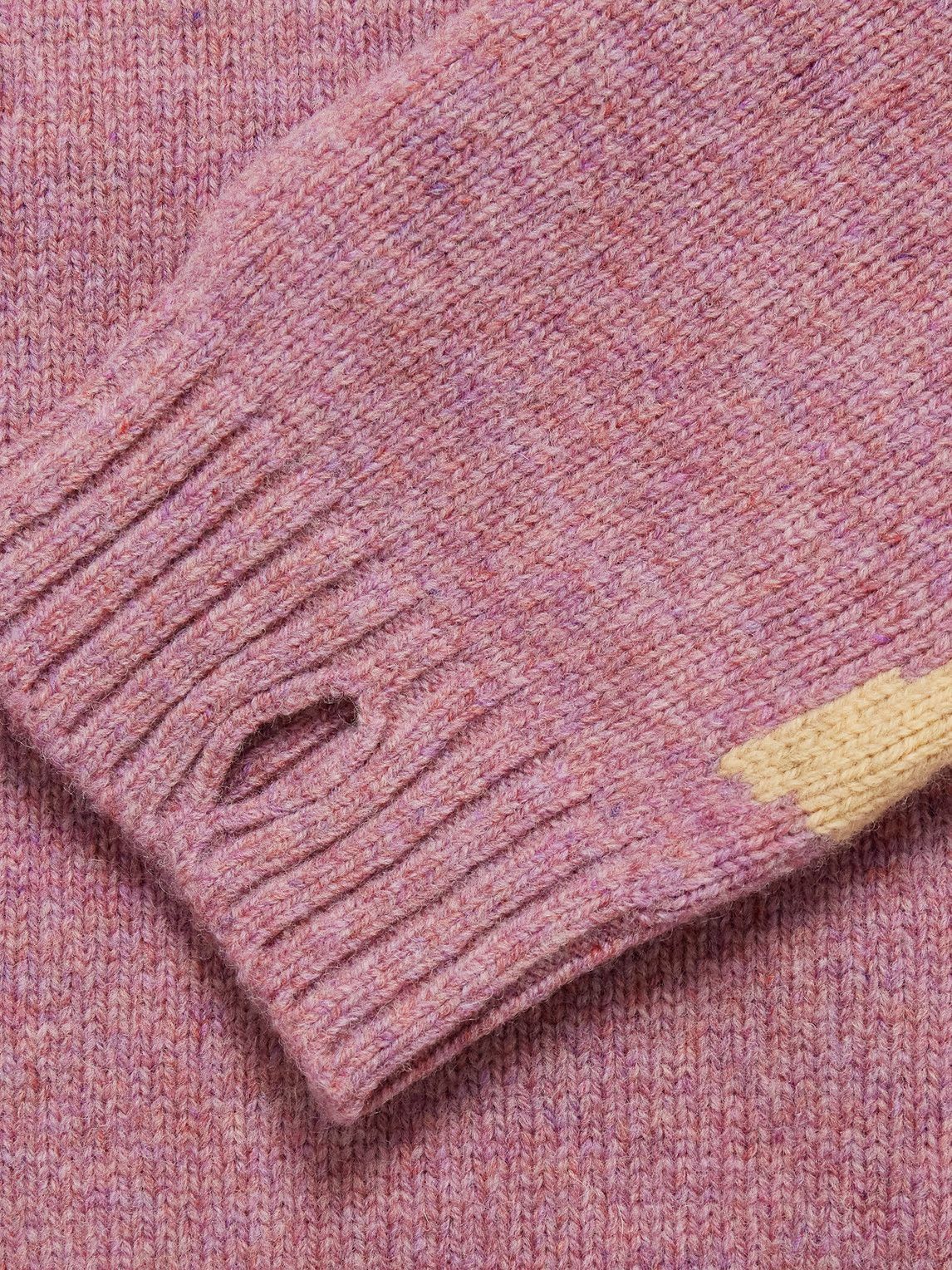 KAPITAL - Bone Oversized Intarsia Wool Sweater - Pink