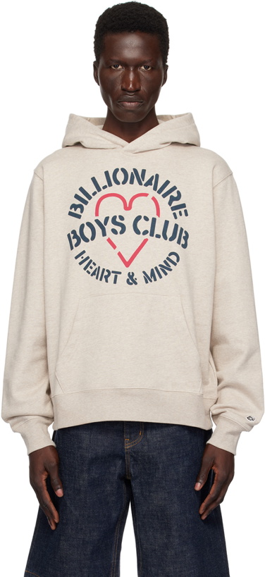 Photo: Billionaire Boys Club Beige Heart & Mind Stencil Hoodie