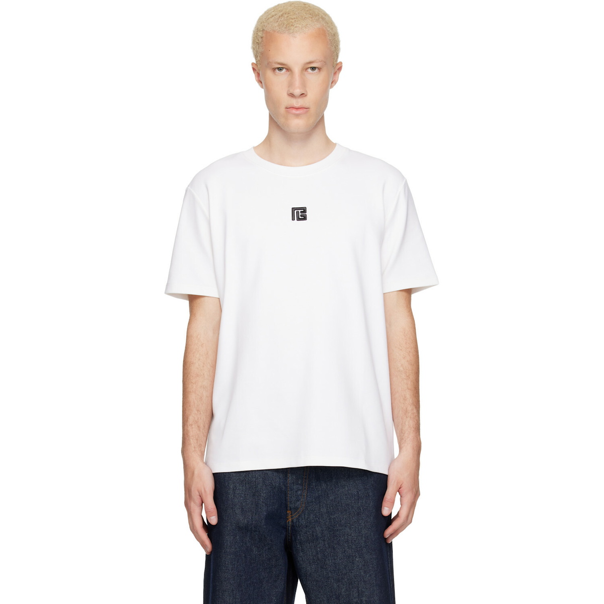BALMAIN White Embroidered Logo T-shirt
