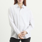 DUNST Women's Oversized Striped Shirt in Beige Stripe