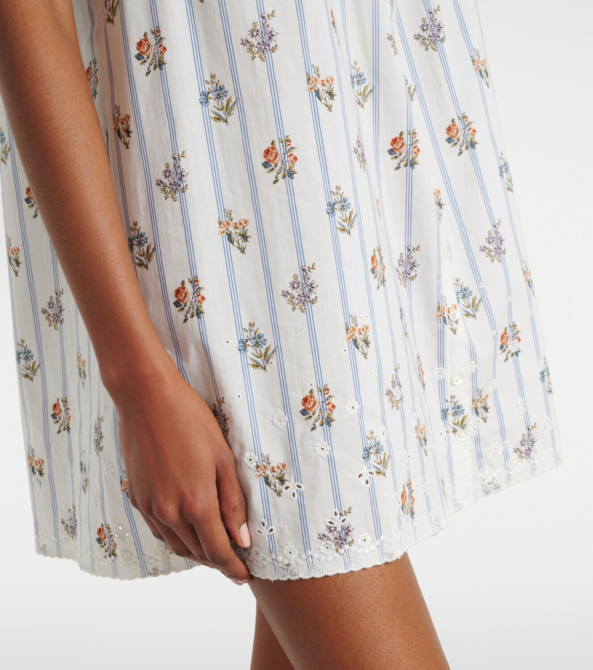 Dôen Nessie floral striped cotton shirt dress