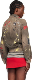 Kiko Kostadinov Brown K Painted Denim Bomber Jacket