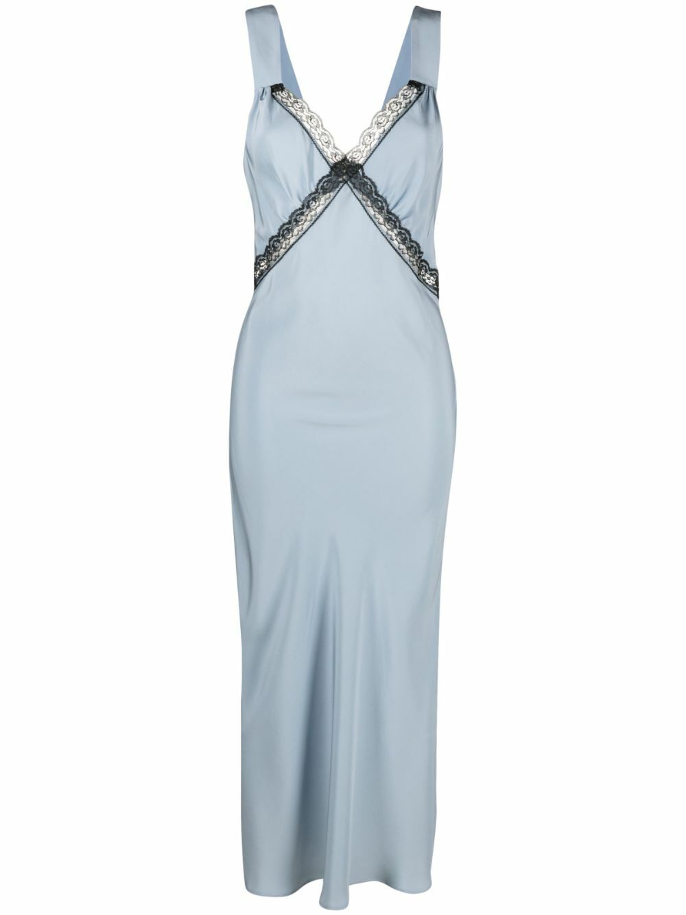 blue silk reformation dress Reformation Aliceyn Silk Waves Blue Lace Cut-Out Maxi Dress – The Closet  New York main image 0