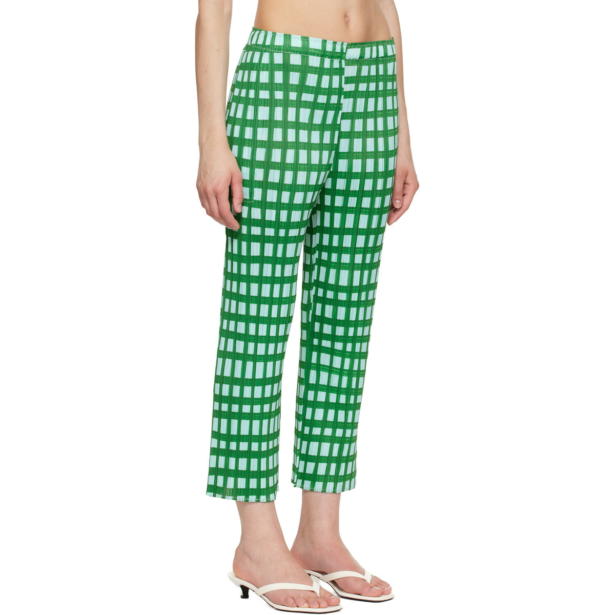 PLEATS PLEASE ISSEY MIYAKE Green Basket Trousers