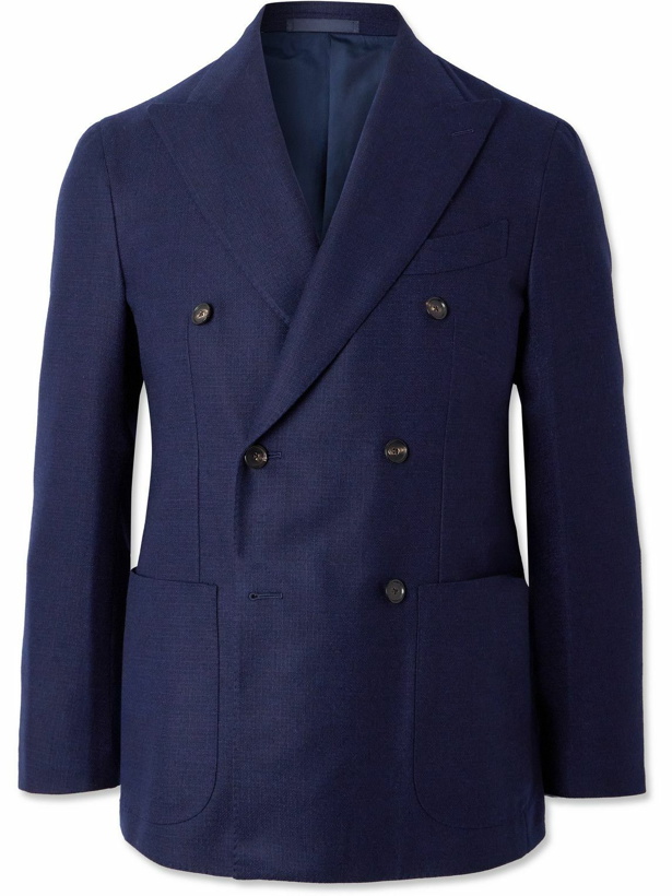 Photo: Caruso - Double-Breasted Wool-Tweed Blazer - Blue