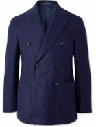 Caruso - Double-Breasted Wool-Tweed Blazer - Blue