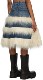 Junya Watanabe Blue Fake Fur Denim Skirt