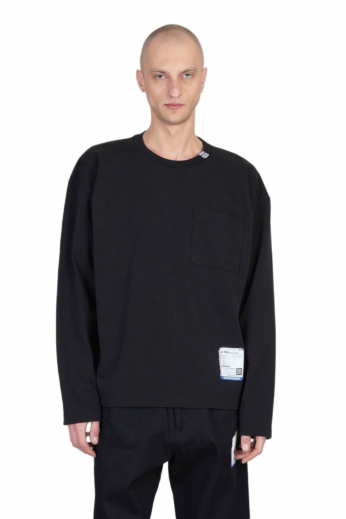 トップス MIHARA YASUHIRO PETERSON Long Sleeve 48 Black 'Peterson 23' Printed Long Sleeve T-shirt by Maison