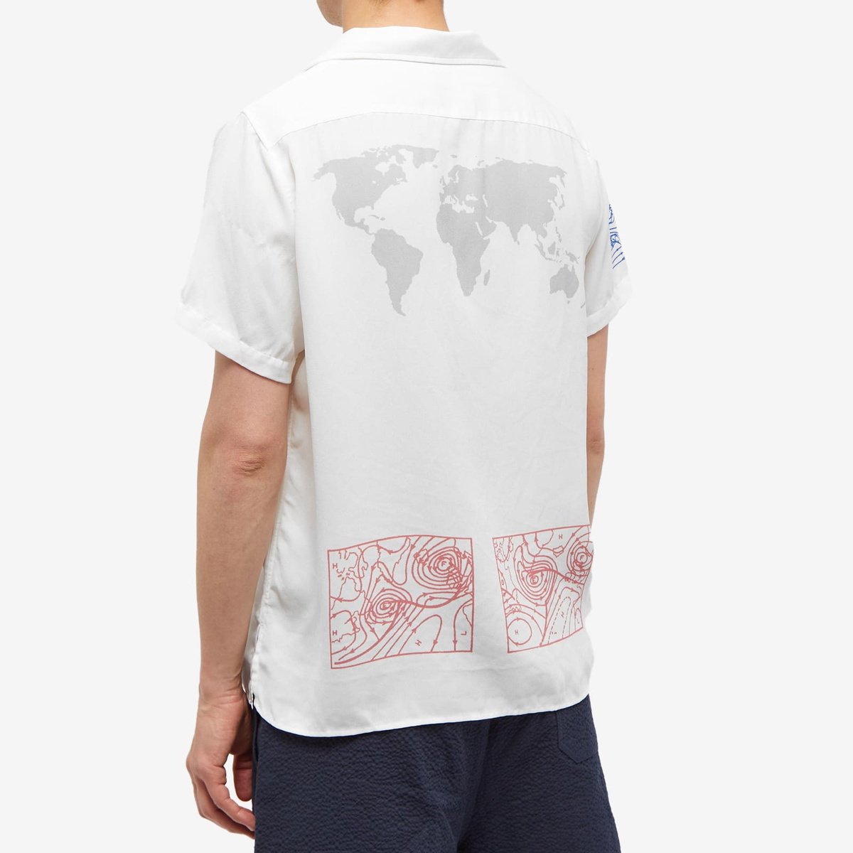 Reception Men's Cruise Short Sleeve Bowling Shirt in Crepe White