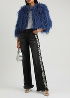 Alice + Olivia Roxie Embellished Straight-leg Jeans Black