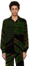 TSAU Black & Green Printed Shirt