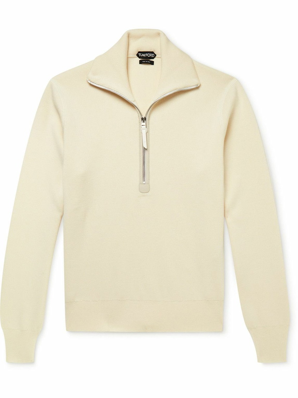 Photo: TOM FORD - Merino Wool Half-Zip Sweater - Neutrals